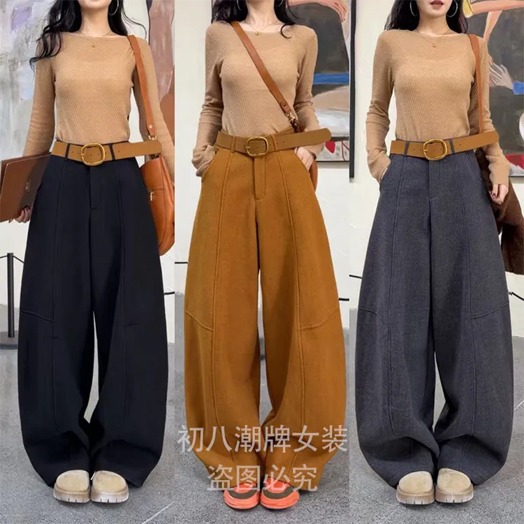 55511加绒呢料高品质西裤2025年冬季新款加厚保暖裁片结构休闲裤