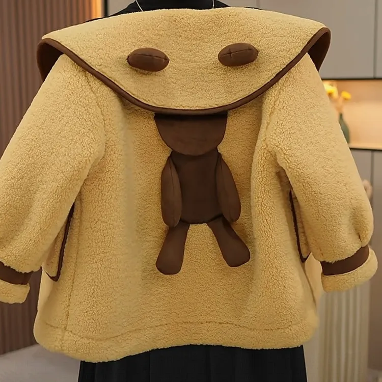 女童秋冬款外套儿童加厚小香风皮毛一体毛毛衣女孩新款摇粒绒上衣