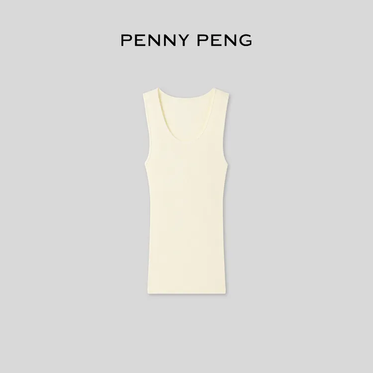 PENNYPENG【黑标系列】迷雾入夜 青柠百事 真丝天然质感U领针织背心