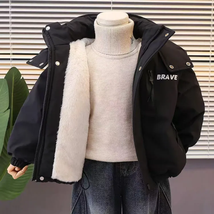 男童外套秋冬2025新款棉衣冬季儿童加绒加厚冬装宝宝小童防水衣服