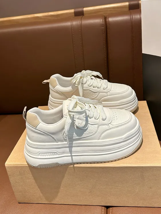 厚底增高真皮小白鞋女2025秋季新款百搭休闲运动板鞋小个子松糕鞋