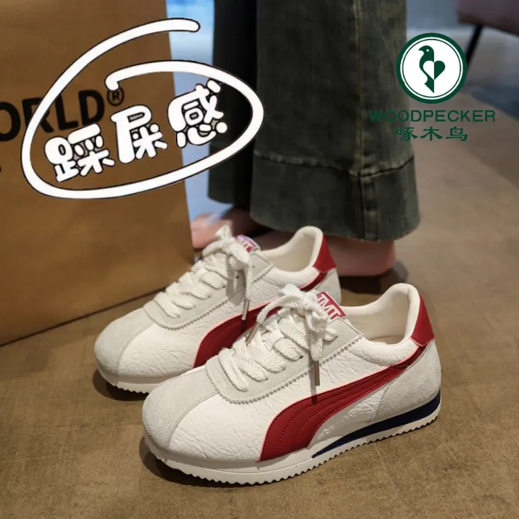 啄木鸟软底德训鞋女款2025新款秋季百搭阿甘鞋内增高休闲鞋运动鞋