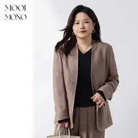 MOOI MONO"素静"显瘦气质褶皱肌理垂感宽松休闲西装外套 W019H53