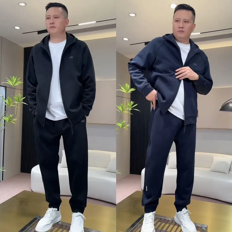 秋季新款男士高品质休闲运动套装潮牌连帽开衫卫衣束脚卫裤两件套