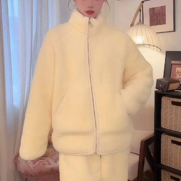 【专柜正版双层复合】加厚保暖女士睡衣家居服时尚冬款套装可外穿