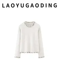 【LAOYUGAODING】高品质-2586羊驼长毛花领套头毛衫