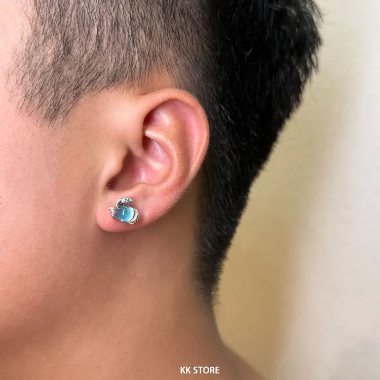 合金耳饰 美杜莎之眼灵蛇耳钉男单只小众个性高级感耳钉潮流耳饰