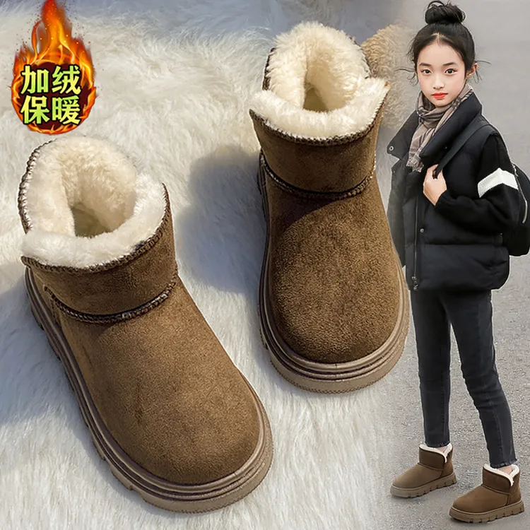 阿童木女童雪地靴2025新款冬季儿童加绒保暖大棉鞋中大童防滑东北