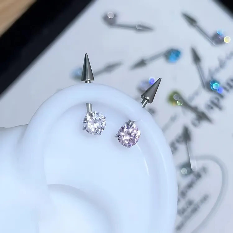 钛合金耳饰 华子6m恶魔钉f136侧孔万能杆耳轮内螺旋穿孔