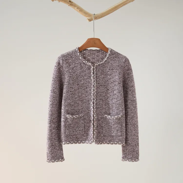 西子/【玫瑰诗集】100羊毛进口机器精致小香风针织开衫/MSBH2168