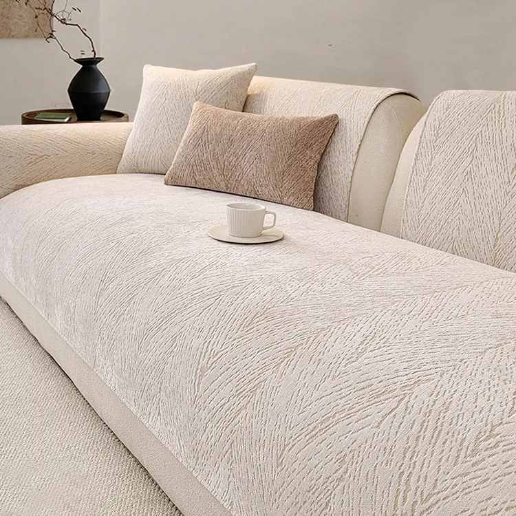 简约奶油风雪尼尔沙发垫新款2025四季通用沙发套罩防滑坐垫子盖布