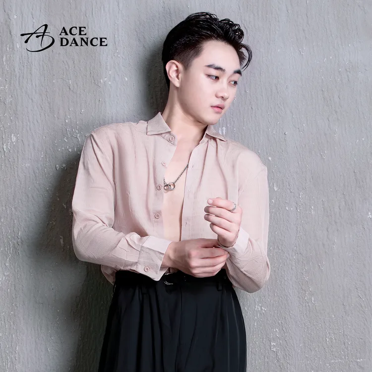 ACE dance瑰意新款拉丁舞男长短袖侧开叉燕尾设计款练功衬衫SY210