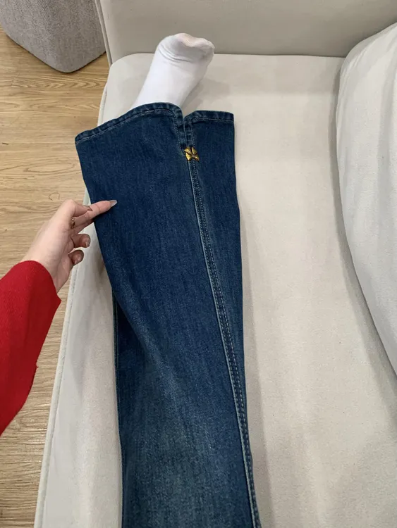 设计感开叉微喇叭牛仔裤女秋冬小众新款高腰显瘦百搭小个子马蹄裤