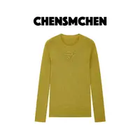 CHENSMCHEN 100绵羊毛圆领长袖针织衫女时尚休闲打底衫CSZ6129MN