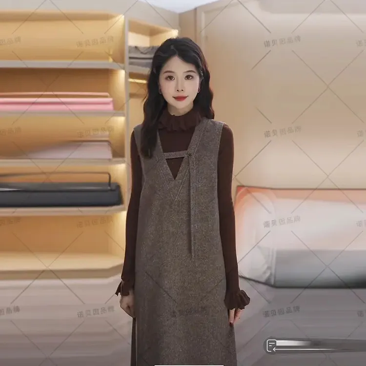 nuobeiyin/诺贝因冬季高级感洋气宽松背心连衣裙  NNBY660966