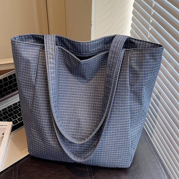 新款防水科技布托特包大容量学生上课装书带拉链单肩包百搭通勤包