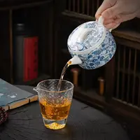 草木灰青花茶壶新款高颜值泡茶壶家用大容量汉瓦壶陶瓷单人泡茶器