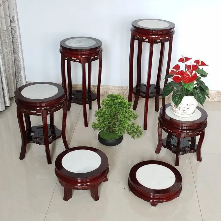 客厅上档次大花架实木底座中式边几落地式奇石盆景摆放架花盆支架