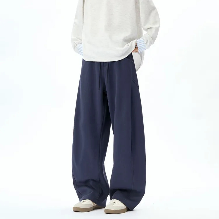 2025美式高街弯刀裤男女潮牌秋冬直筒阔腿裤运动重磅百搭休闲卫裤