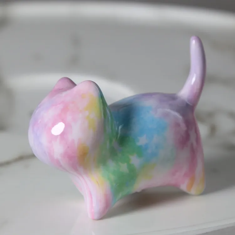 陶瓷创意可爱风卡通粉色小鹿鸭子小象动物玄关陶瓷小摆件少女心