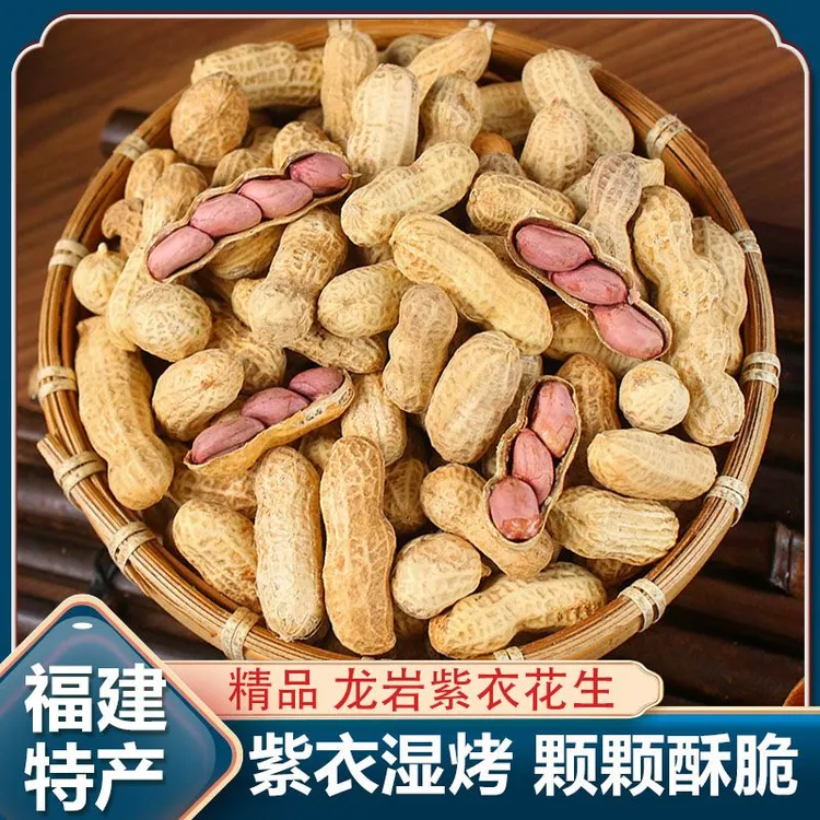 【正宗】龙岩湿烤紫衣花生500g水煮红衣花生咸香蒜香五香味带壳福建