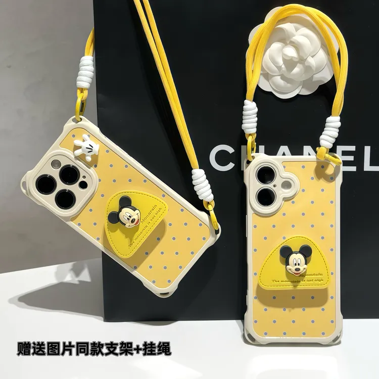 波点米奇支架手绳适用iPhone苹果16手机壳华为p70vivoppo小米15套