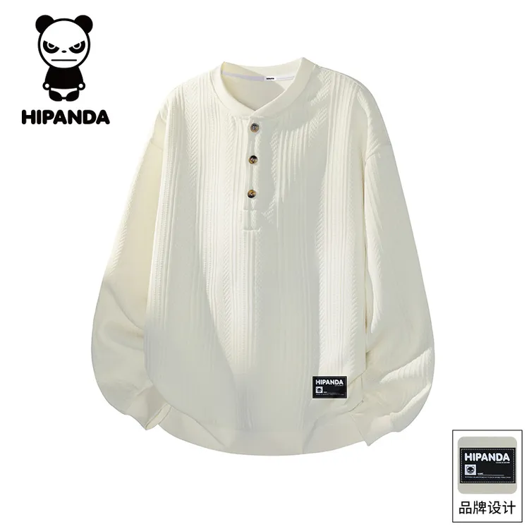 Hi Panda你好熊猫秋冬新款亨利领卫衣男士2025潮牌百搭休闲上衣服