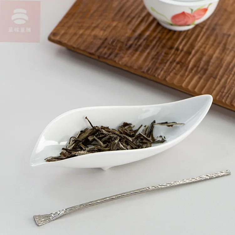 陶瓷中式素白茶荷手工功夫茶具配件茶则家用茶道茶盘分茶器茶零配