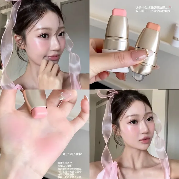 韩女气血感！多用棒腮红修容阴影唇釉口红一体多用膏氛围色膨胀色