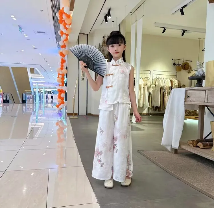 2025夏季新款女童套装新中式中国风复古潮流洋气优雅凉爽