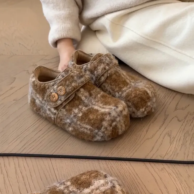 厚底魔术贴内增高毛毛鞋2025冬季新款百搭时尚休闲加绒保暖雪地靴