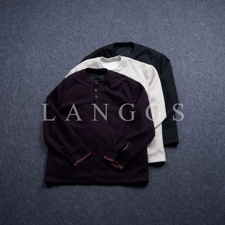 LANGGS&浪叔 25冬季黑曜石扣保暖亲肤鹅绒打底卫衣-FW54104