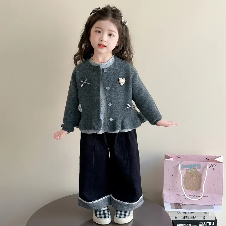 儿童衣服女童韩系时尚套装三件套秋装女宝宝公主童装韩版洋气秋款