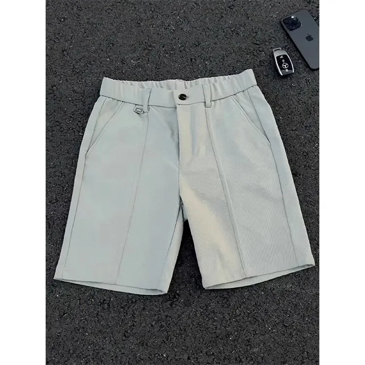 灰绿色解构工装短裤男款夏季美式复古潮牌冰丝休闲裤直筒四五分裤