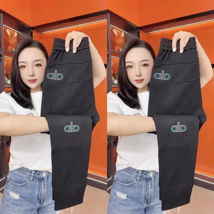 秋冬季新款时尚潮流运动加绒卫裤宽松纯色字母长裤加厚休闲裤时尚