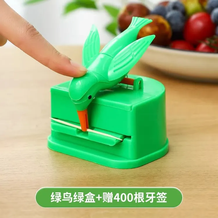 2025创意家用网红同款智能牙签盒自动卡通小鸟牙签筒按压式牙签桶