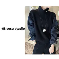 SU 纯色常规款四季通用半高领休闲针织衫拉链  H0830