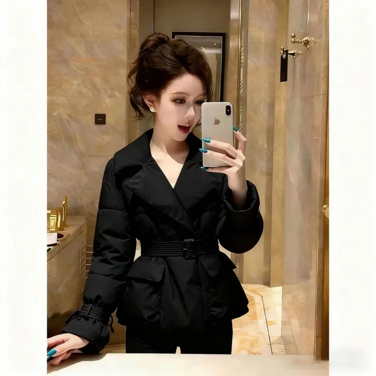 2025新款冬保暖棉服女超好看轻奢高端气质收腰加厚黑色夹棉外套