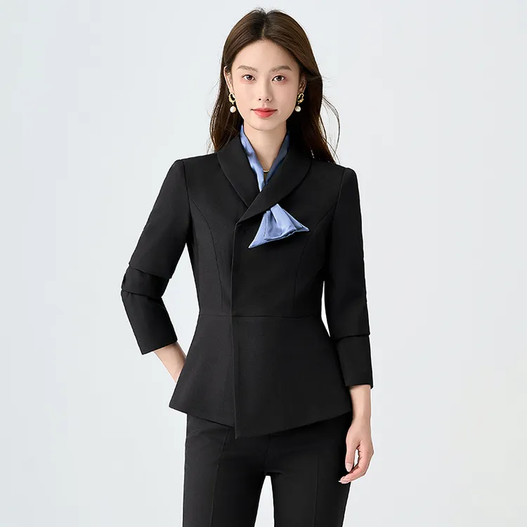 职业西装套装女春秋气质酒店前台接待工装客服美容院珠宝店工作服