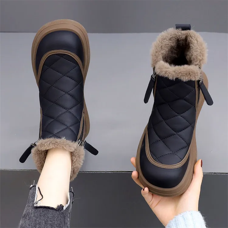 雪地靴女2025年冬季新款防寒保暖舒适加绒棉鞋软底轻便防滑妈妈鞋