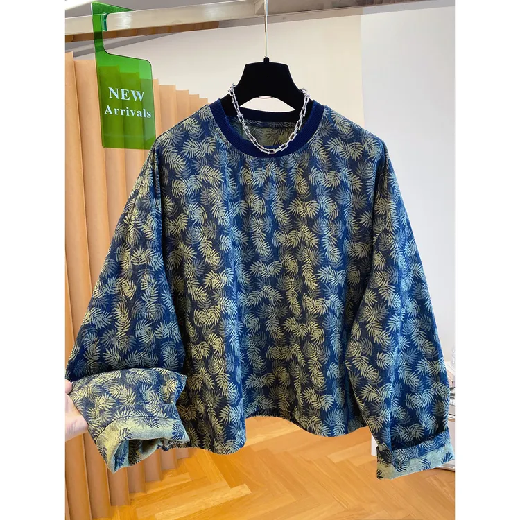 大码女装胖mm240斤高级感复古碎花长袖t恤女打底衫宽松洋气质上衣