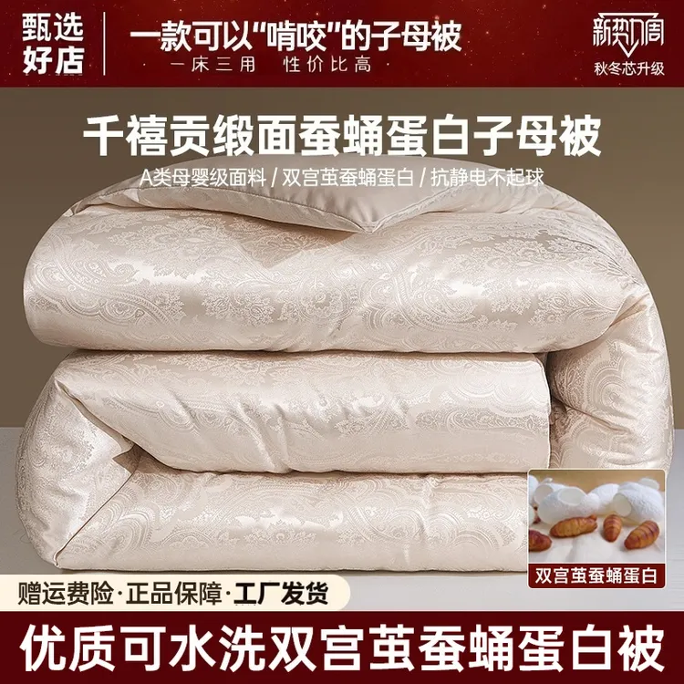 无印同款高端A类千禧贡缎蚕蛹蛋白被春秋被双宫提花学生加厚冬被
