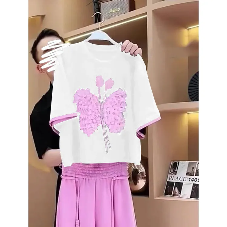 2025年夏季高级感轻奢百搭超好看时髦上衣小众设计感撞色短袖T恤