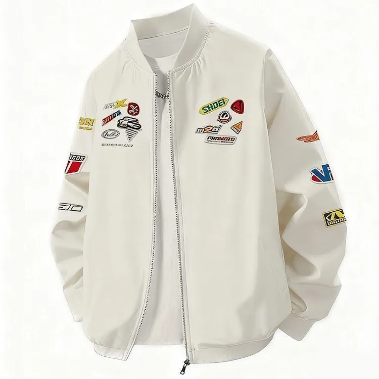 美式复古飞行员黑色加绒加厚夹克棒球服秋冬潮牌国潮高街情侣外套