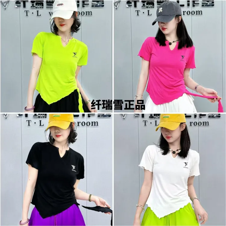 纤瑞雪夏季新品不规则莫代尔棉T恤