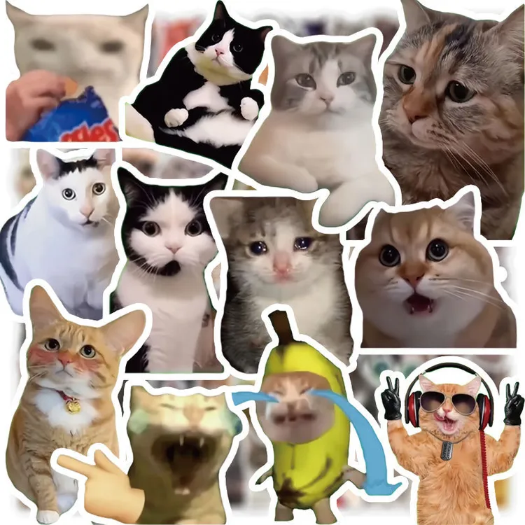 200张猫meme贴纸可爱搞笑鬼畜猫咪卡通表情包梗图素材猫meme玩具