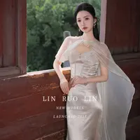 LRL【美神降临】清冷感气质罩衫鱼尾吊带连衣裙女两件套RL13151029
