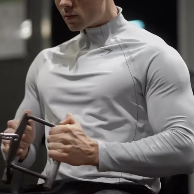 王炸GYM鲨鱼APEX男¼拉链秋冬运动健身休闲无缝修身显身材立领长袖