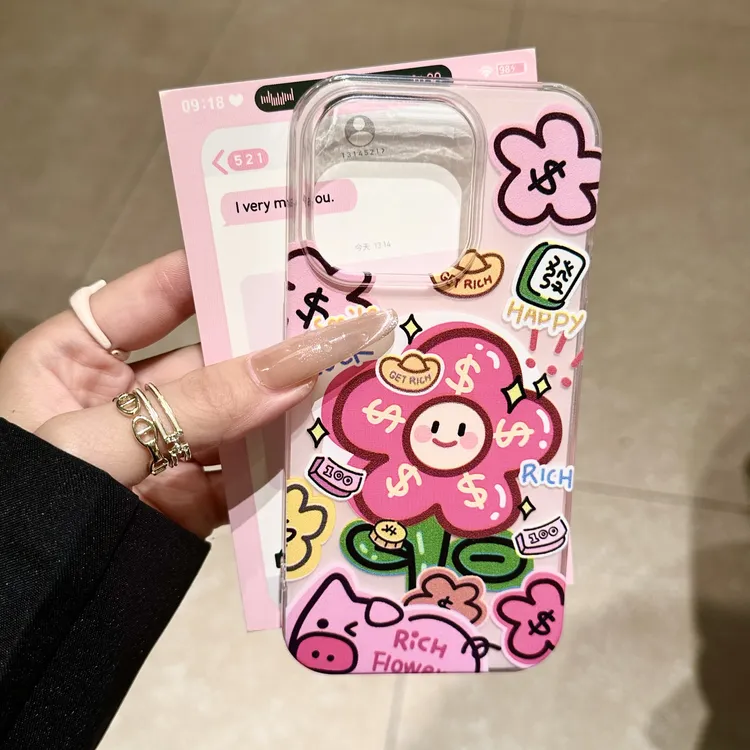 ins涂鸦有钱花手机壳适用苹果华为OPPOvivo小米大孔全包gk防摔