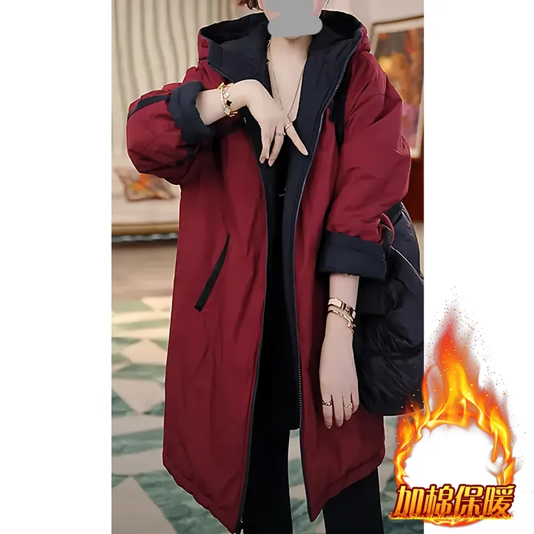 时尚加厚保暖双面穿棉服女2025年秋冬季新款洋气宽松显瘦连帽外套